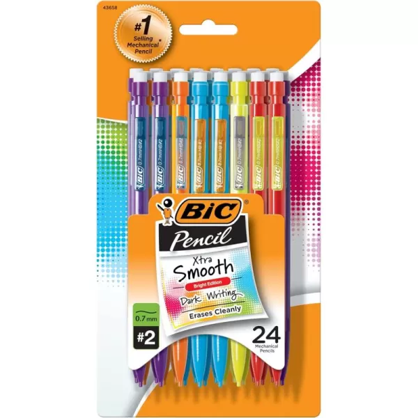 BIC XtraSmooth Mechanical Pencil Color Edition Medium Point 07mm Perfect For The Classroom ampamp Test Time 24Count07mm