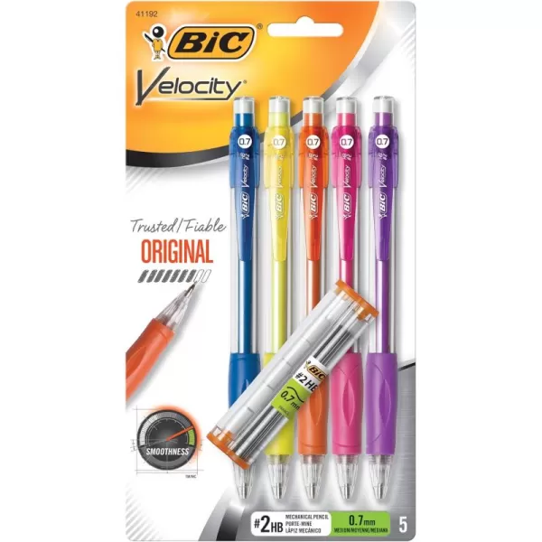 Bic Mechanical Pencil Refillable Rubbergrip 7mm 5Pack Assorted BICMV7P51BK