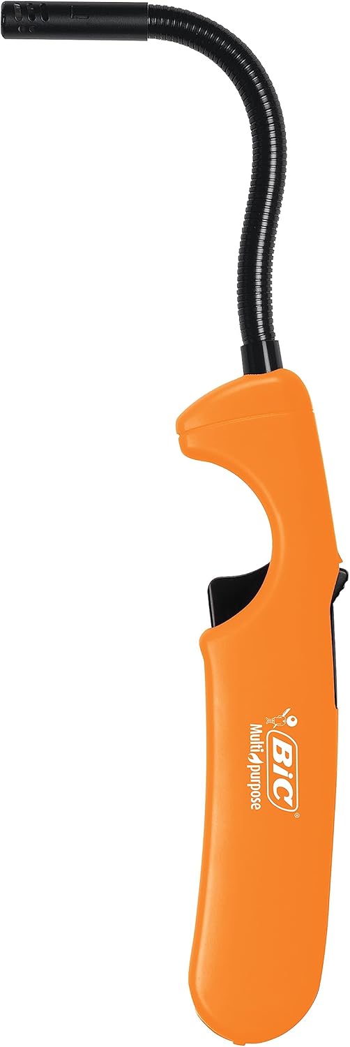 imageBIC Multi Purpose Lighter with Long Flex Wand Great Lighter for Candles Grills and Fireplaces 4 Count Pack of Lighters Assorted Colors