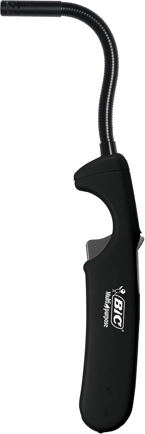 imageBIC Multi Purpose Lighter with Long Flex Wand Great Lighter for Candles Grills and Fireplaces 4 Count Pack of Lighters Assorted Colors