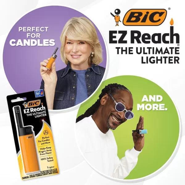 imageBIC EZ Reach Candle Lighter The Ultimate Lighter with Wand for Candles Assorted Designs 12 Count Pack of Lighters