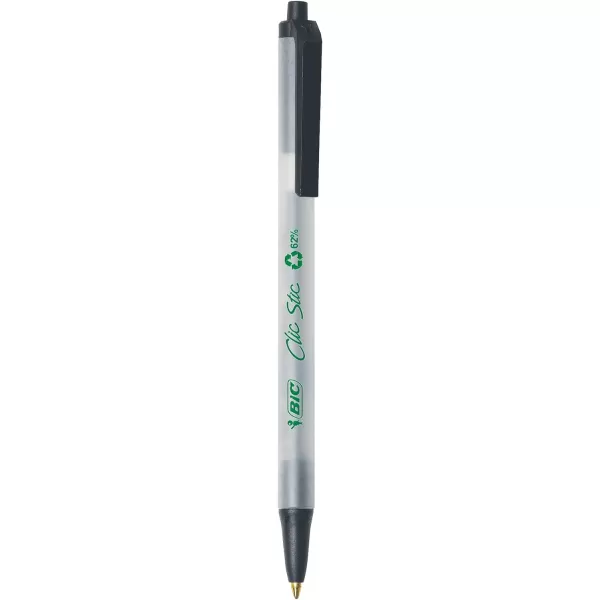 imageBIC Ecolutions Clic Stic Black Ballpoint Pens Medium Point 10mm 48Count Pack Retractable Ball Point Pens Made from 78 Recycled Plastic