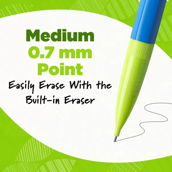 imageBIC Ecolutions Mechanical Pencils with Erasers With Colorful Barrel Medium Point 07mm 96Count Pack Mechanical Pencils Made from 81 Recycled Plastic Excluding Leads and Erasers24 Count Pack of 4