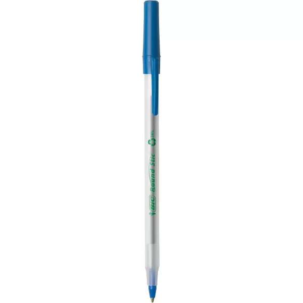 imageBIC Ecolutions Round Stic Ballpoint Pens Medium Point 10mm 200Count Pack Blue Ink Pens Made from 97 Recycled PlasticBlue