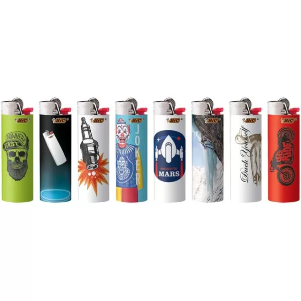 imageBIC Maxi Pocket Lighter Special Edition Street Art Collection Assorted Unique Lighter Designs 8 Count Pack of LightersGood Vibes