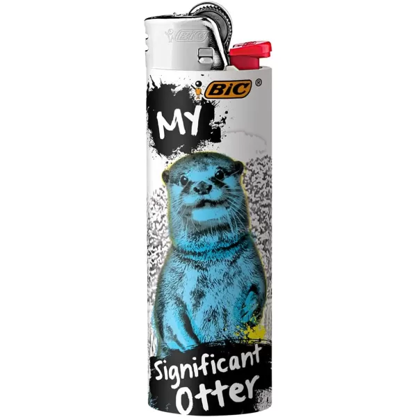 imageBIC Maxi Pocket Lighter Special Edition Street Art Collection Assorted Unique Lighter Designs 8 Count Pack of LightersParty Animal