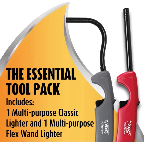 imageBIC MultiPurpose Classic Edition Lighter ampamp Flex Wand Lighter 2Pack Colors May Vary