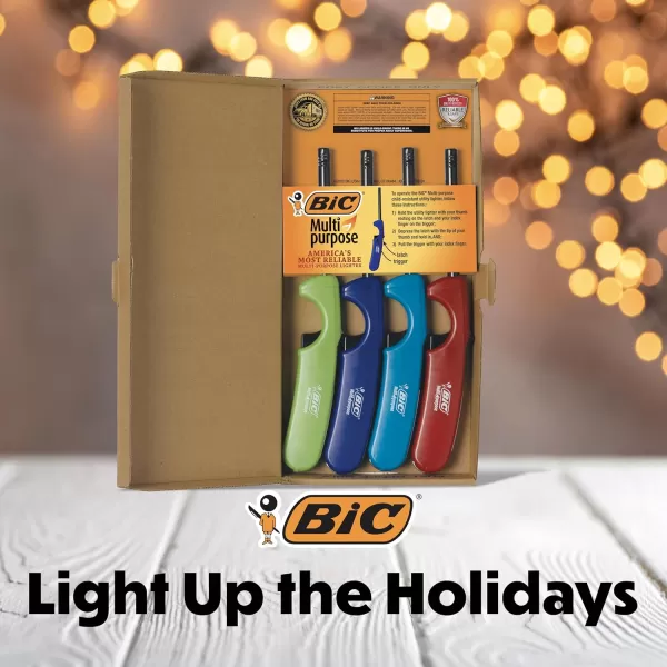 imageBIC MultiPurpose Classic Edition Lighters Great for Holiday Candles and Fireplaces Assorted Colors 4Pack Colors May VaryMulticolored