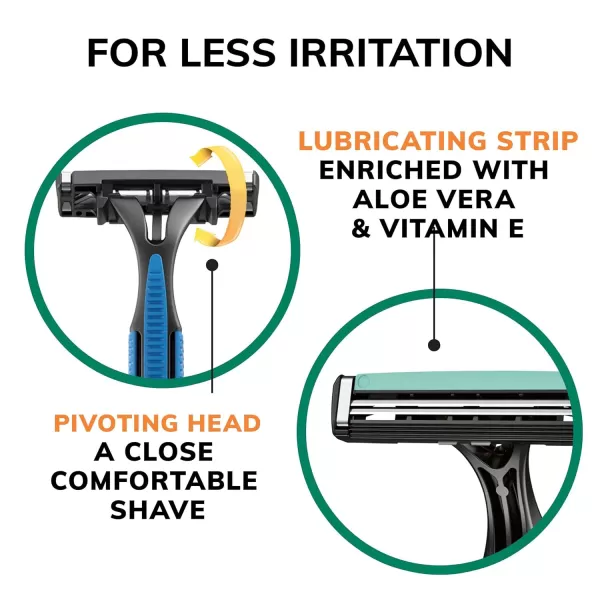 imageBIC Sensitive 2 Disposable Razors for Men With 2 Blades for Sensitive Skin 18 Count Value Pack of Shaving RazorsAssorted