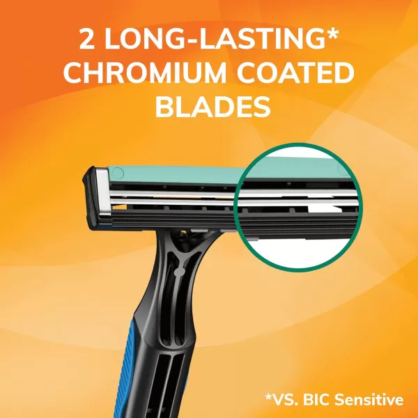 imageBIC Sensitive 2 Disposable Razors for Men With 2 Blades for Sensitive Skin 18 Count Value Pack of Shaving RazorsAssorted