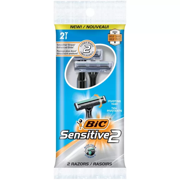 imageBIC Sensitive 2 Disposable Razors for Men With 2 Blades for Sensitive Skin 18 Count Value Pack of Shaving RazorsBlue