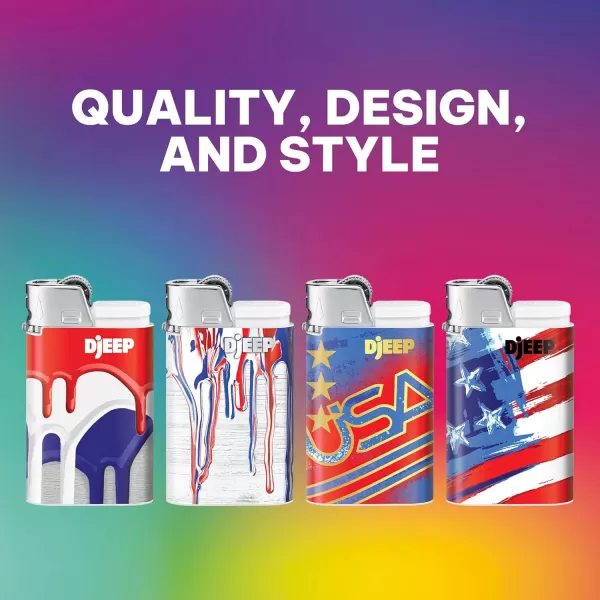 imageDJEEP Elegant Collection Pocket Lighters Marbled Unique Designs LongLasting 4Count Pack of Disposable Lighters Great Stocking StuffersAmericana