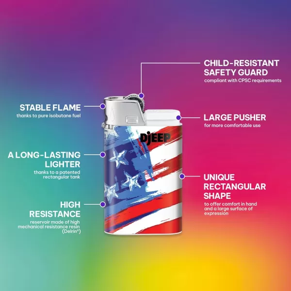 imageDJEEP Elegant Collection Pocket Lighters Marbled Unique Designs LongLasting 4Count Pack of Disposable Lighters Great Stocking StuffersAmericana