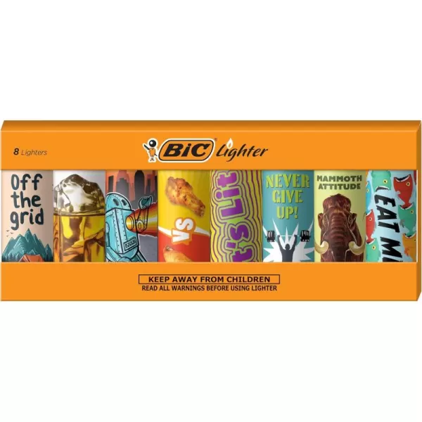 imageBIC Maxi Pocket Lighter Special Edition Street Art Collection Assorted Unique Lighter Designs 8 Count Pack of LightersGood Vibes