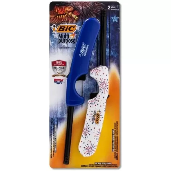imageBIC MultiPurpose Americana Edition Lighters Long Durable Metal Wand Ideal for Candles Grills and Fireplaces Assorted Colors Pack of 20