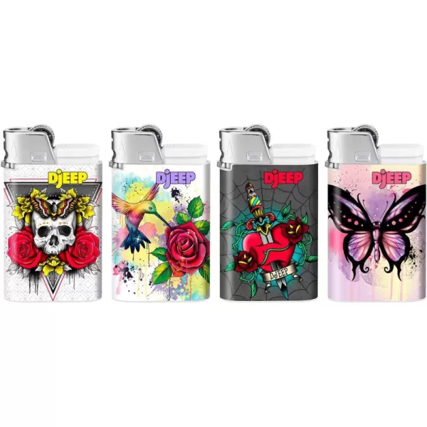 imageDJEEP Elegant Collection Pocket Lighters Marbled Unique Designs LongLasting 4Count Pack of Disposable Lighters Great Stocking StuffersTattoo