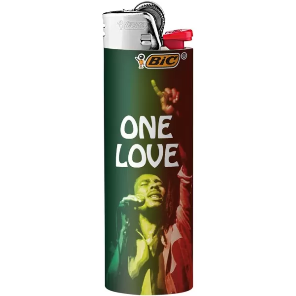 imageBIC Maxi Pocket Lighter Special Edition Bob Marley Collection Assorted Unique Lighter Designs 8 Count Pack of LightersMulticolor