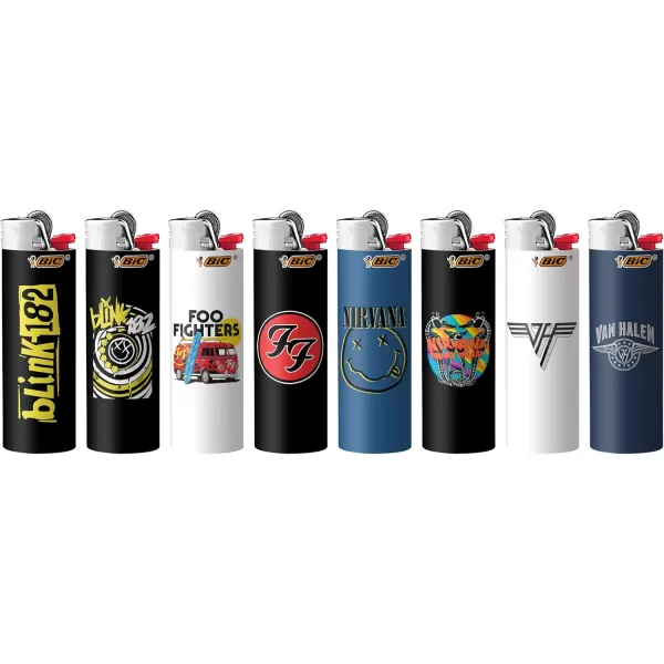 imageBIC Maxi Pocket Lighter Special Edition Bob Marley Collection Assorted Unique Lighter Designs 8 Count Pack of LightersRock Bands