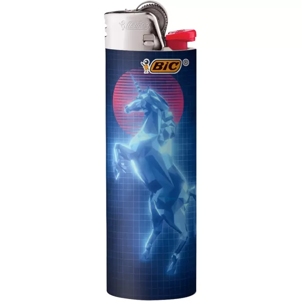 imageBIC Pocket Lighter Special Edition Retro Wave Collection Assorted Unique Lighter Designs 8 Count Tray of Lighters