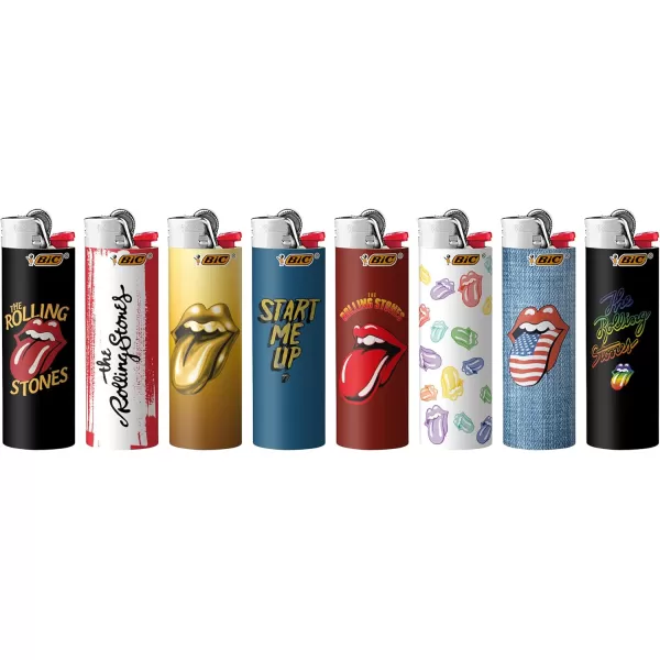 imageBIC Pocket Lighter Special Edition The Rolling Stones Collection Assorted Unique Lighter Designs 8 Count Pack of Lighters