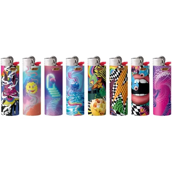 imageBIC Special Edition Prismatic Series Lighters Pocket Lighter Set of 8 Disposable Lighters