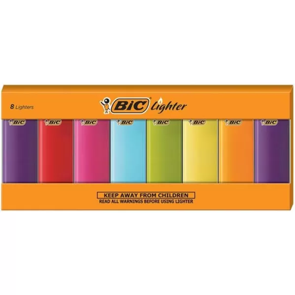 imageBIC Classic Electronic Series Lighters Assorted Colors Set of 8 Lighters