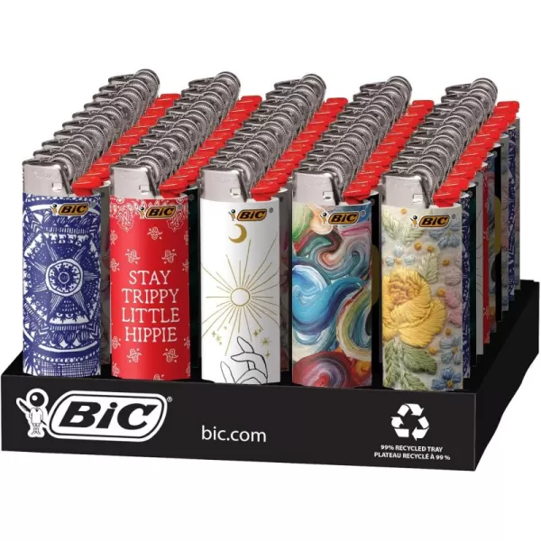 imageBIC Maxi Pocket Lighter Special Edition Bohemian Collection Assorted Unique Lighter Designs 50 Count Tray of Lighters