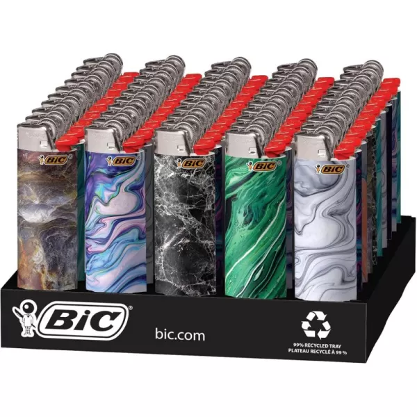 imageBIC Maxi Pocket Lighter Special Edition Marble Collection Assorted Unique Lighter Designs 50 Count Tray of Lighters