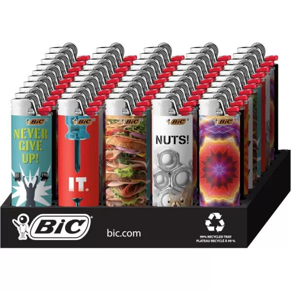 imageBIC Pocket Lighter Special Edition Favorites Collection Assorted Unique Lighter Designs 50 Count Tray of LightersFavorites