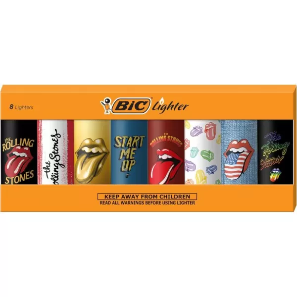 imageBIC Pocket Lighter Special Edition The Rolling Stones Collection Assorted Unique Lighter Designs 8 Count Pack of Lighters