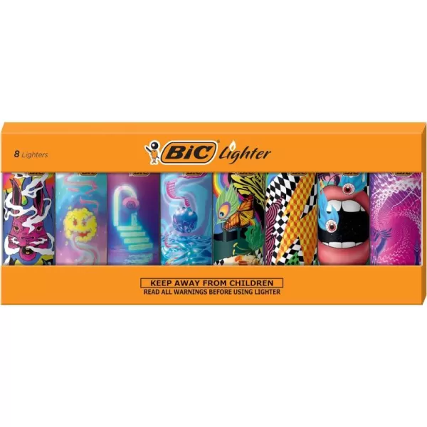 imageBIC Special Edition Prismatic Series Lighters Pocket Lighter Set of 8 Disposable Lighters