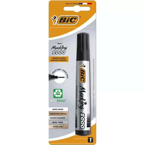 imageBIC marking 2000 eco permanent black ink bullet point marker x 1 single pen