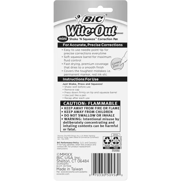 imageBIC WiteOut Brand Mini Shake n Squeeze Correction Pen 4ml White 2Count