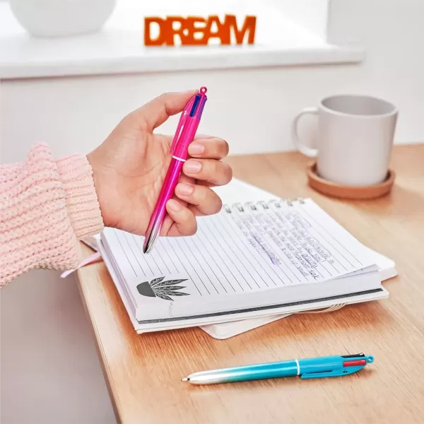imageBIC 4Color Smooth Retractable Ballpoint Pens Medium Point 10mm 12Count Pack Colored Pens with LongLasting Ink