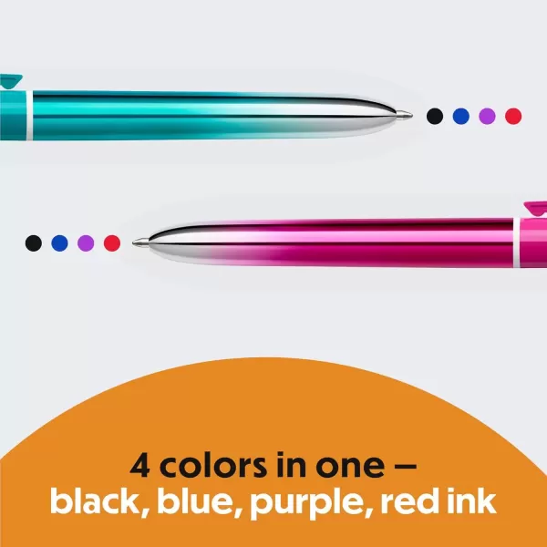 imageBIC 4Color Smooth Retractable Ballpoint Pens Medium Point 10mm 12Count Pack Colored Pens with LongLasting Ink