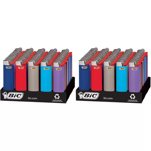 imageBIC Maxi Pocket Lighter Classic Collection Assorted Dark Blue Red Gray Light Blue Pink Black and Purple Unique Lighter Colors 100 Count Tray of Lighters