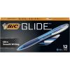 imageBIC Glide Black Retractable Ballpoint Pens Medium Point 10mm 12Count Pack Ultra Smooth Writing Black PensBlue