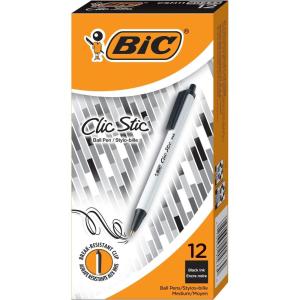 imageBIC Clic Stic Retractable Ball Pen Medium Point 10mm Blue 12CountBlack