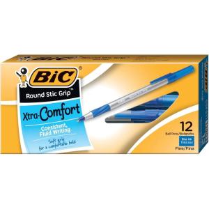 imageBIC Round Stic Grip XtraComfort Fine Ball Point Pen Blue 12 Pack