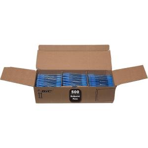 imageBIC Round Stic Xtra Life Blue Ballpoint Pens Medium Point 10mm 500Count Pack of Bulk Pens Flexible Round Barrel for Writing Comfort No 1 Selling Ballpoint Pens