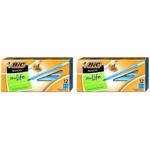 imageBIC Round Stic Xtra Precision Ballpoint Pen Fine Point 08mm Blue 12Count12 Count Pack of 2