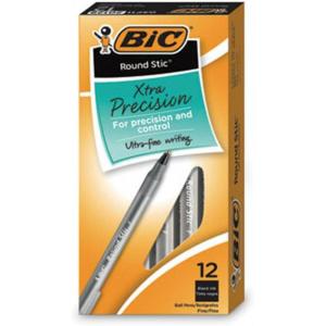 imageBIC Round Stic Xtra Precision Ballpoint Pen Fine Point 08mm Blue 12Count12 Count Pack of 3