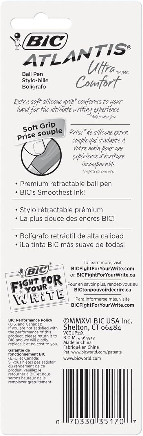 imageBIC Glide Ultra Comfort Retractable Ballpoint Pens Medium Point 10mm Black Assorted Barrel Colors 1Count Pack1 Count Pack of 1