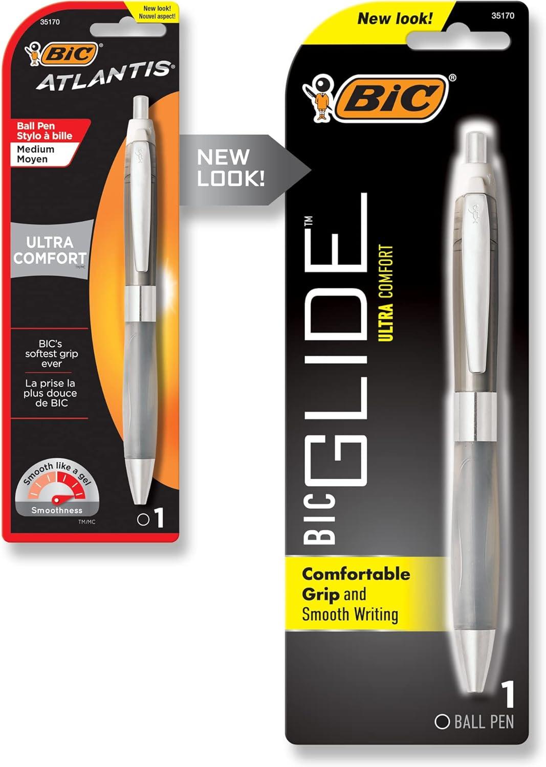 imageBIC Glide Ultra Comfort Retractable Ballpoint Pens Medium Point 10mm Black Assorted Barrel Colors 1Count Pack1 Count Pack of 1