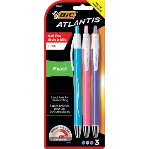 imageBIC Atlantis Exact Retractable Ball Pen Fine Point 07 mm Blue 12Count packaging may varyAssorted  Fashion