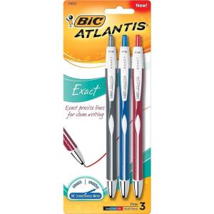 imageBIC Atlantis Exact Retractable Ball Pen Fine Point 07 mm Blue 12Count packaging may varyAssorted  Original