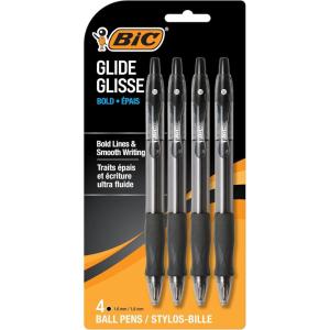 imageBIC Glide Bold Retractable Ball Point Pen Bold Point 16mm Black Great For Everyday Use 4Count