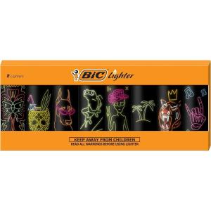 imageBIC Maxi Pocket Lighter Special Edition Neon Series Great for Candles and Firepits 8 Count Pack of Lighters