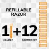imageBIC Flex 5 Refillable Razors for Men LongLasting 5 Blade Razors for a Smooth and Comfortable Shave 1 Handle and 12 Cartridges 13 Piece Shaving KitBlack