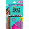 imageBodyMark 90s Pack Temporary Tattoo Markers for Skin 4 Metallic 3 Bold Colors 1 Eraser Pen Flexible Brush Tip SkinSafe Cosmetic Quality 8Count